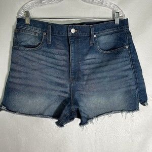 Madewell The Perfect Jean Short Womens Sz 32 Button Fly High Rise Frayed Cutoffs